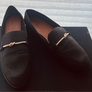 Call It Spring Black and Gold Slip-On Loafers